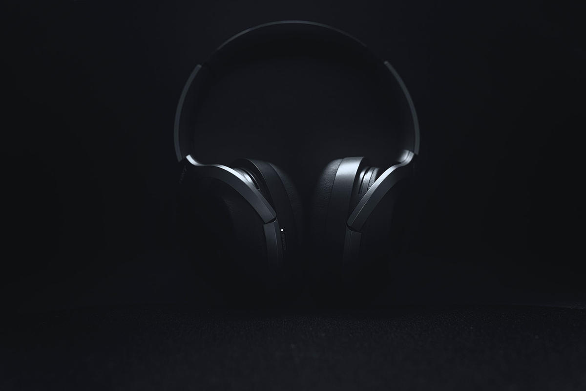 Headphones on dark background